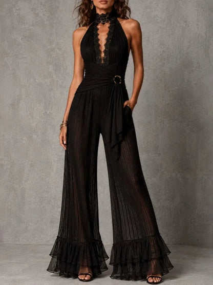 Solid Women Jumpsuits For Spring Summer Sleeveless V-Neck Loose Fashion Streetwear Overalls Wide Leg Pants Trousers 2026