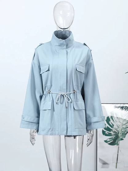 Faux Leather Bomber Jacket Oversized Collared Long Sleeve 2026 Spring Edgy Women Faux Leather Coat Fashion  Bold Lady Outerwear