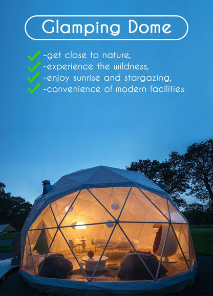 Luxury PVC Geodesic Dome Tent for Outdoor Glamping for Families on Vacation Events Camping in Iceberg Surroundings