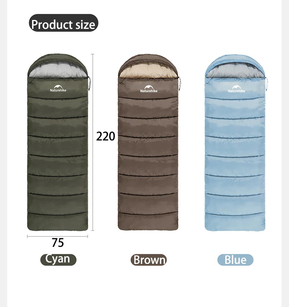 Naturehike Camping Sleeping Bag Ultralight Waterproof 4 Seasons Warm Envelope Type Sleeping Bag for Outdoor Hiking Backpacking