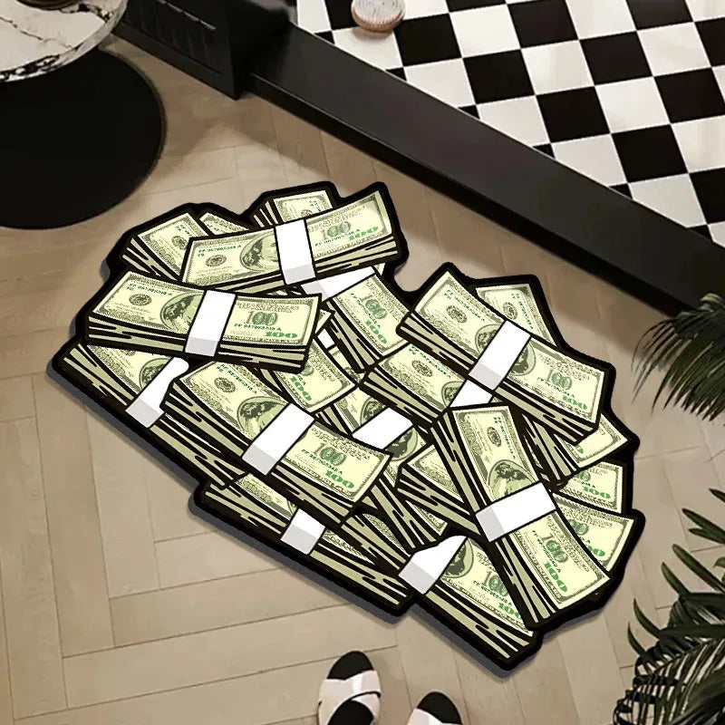 VIKAMA Fashion Print Dollar Mat Insulating, Warm, Non-Slip Entrance Hallway Doormat Bathroom Toilet Rug Home Decor