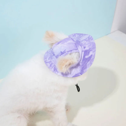 Pets Hat with Ear Holes Adjustable Baseball Cap for Medium Small Dogs Summer Dye Cats Sun Cap Pet Outdoor Hat Pet Supplies