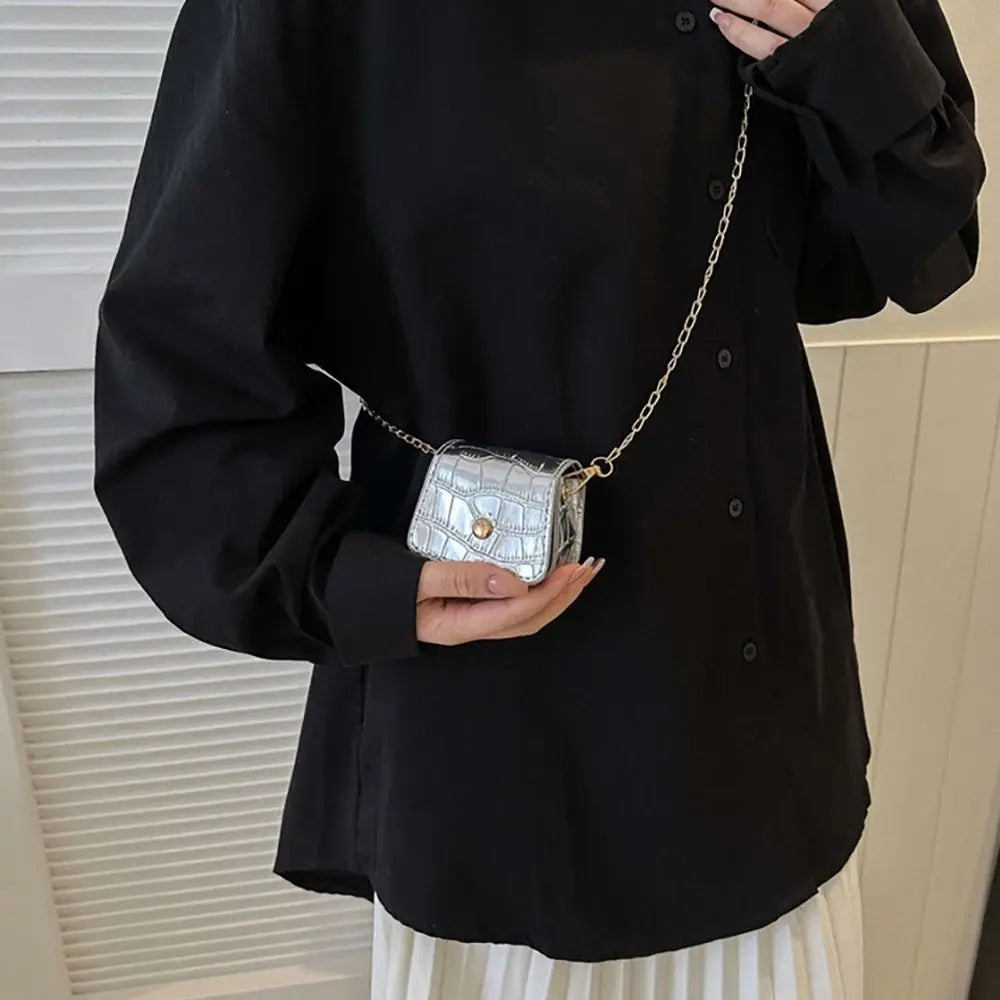 Korean Fashion Mini Crossbody Bags PU Simplicity Shoulder Bag Versatile Chain Handbag Lipstick