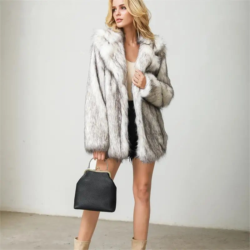 2026 Winter Plus Size Furry Faux Fur Coat Women Elegant Long Sleeve Plush Jacket Lady Luxury Large Thick Warm Fluffy Blazer Coat