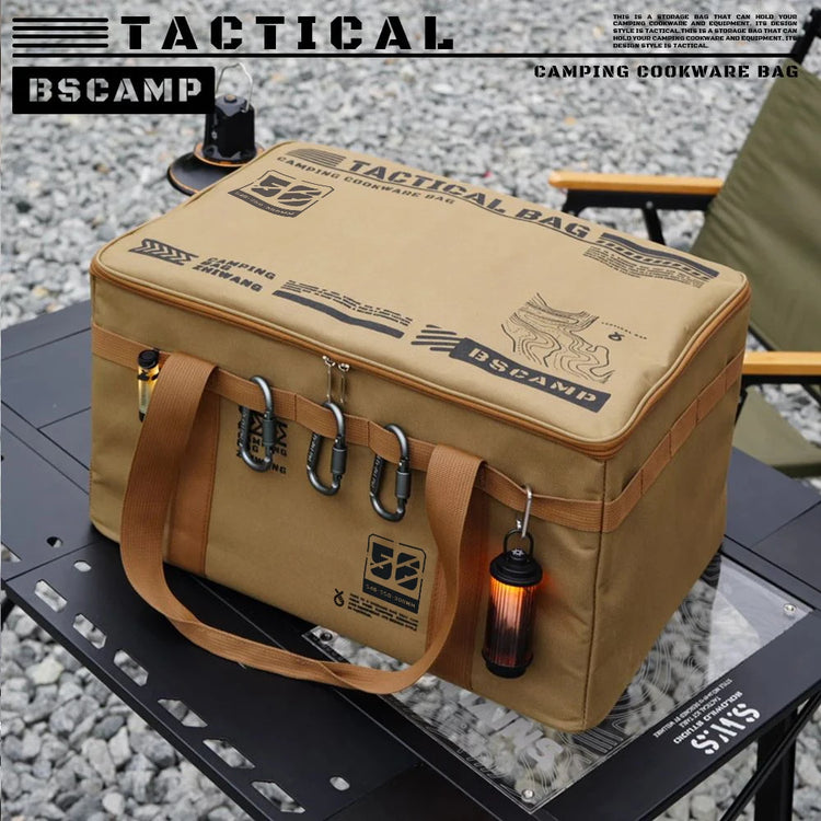 30L/42L/56L Insulated Waterproof Tactical Camping Bag Foldable Outdoor Picnic Tableware Storage Box Large Capacity Field Cookwar