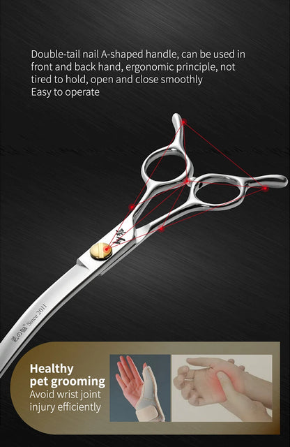 Fenice King Series VG10 Steel 7/7.5/8 Inch Professional Pet Dogs Grooming Scissors Straight Curved Thinnier Chunker Shears Tools