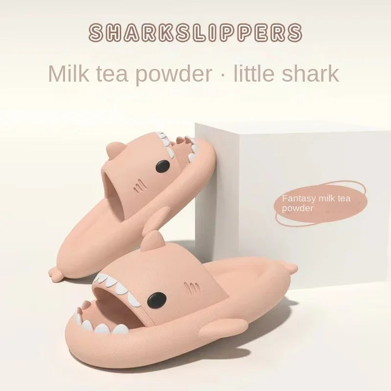 Summer Slippers Lovely Shark Slides Outdoor Women Shoes Flip Flops Men Couples Cartoon Eva Shoes Bathroom Non-Slip Sandals