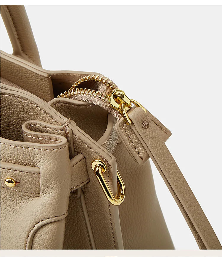 Fashion Beige High Quality PU Leather Bags Women Shoulder Bag Ladies Luxury Tote Strap Female Crossbody Handbag