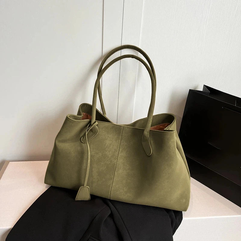 Vintage Casual Tote Bag New Large-capacity Handbag Europe America Popular Hot Selling Underarm Bag High-quality Pu Commuter Bags