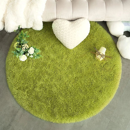 60/80/100/120/140/160 Round Rug Rainbow Fluffy Soft Area Rugs for Kids Girls Room Plush Shag Carpet Cute Circle Bedroom Decor