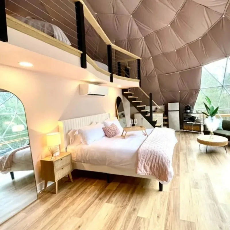 Flame Retardant Geodesic Dome Liner, Aluminum Foil Thermal Canvas Inner Cover for Outdoor Glamping Tent Accessory