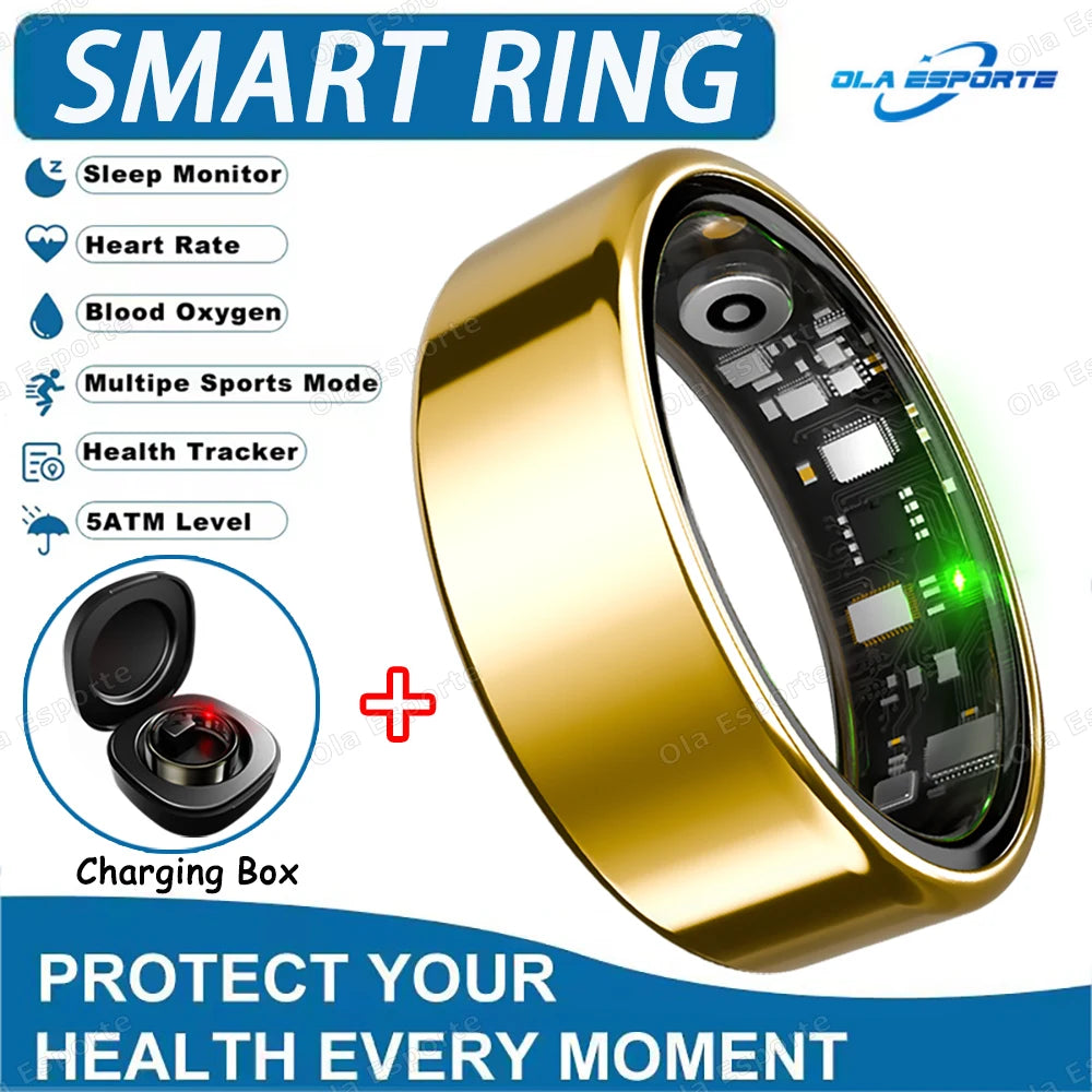 2026 New Smart Ring Heart Rate Blood Pressure Sleep Monitoring Motion Tracking IP68 Waterproof Men Women Smart Ring Holiday Gift