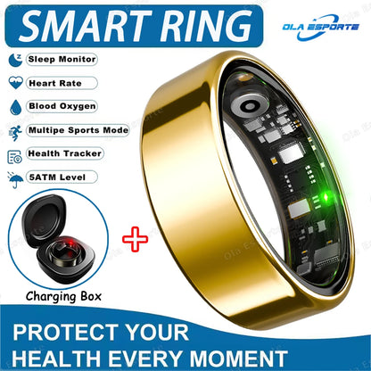 2026 New Smart Ring Heart Rate Blood Pressure Sleep Monitoring Motion Tracking IP68 Waterproof Men Women Smart Ring Holiday Gift