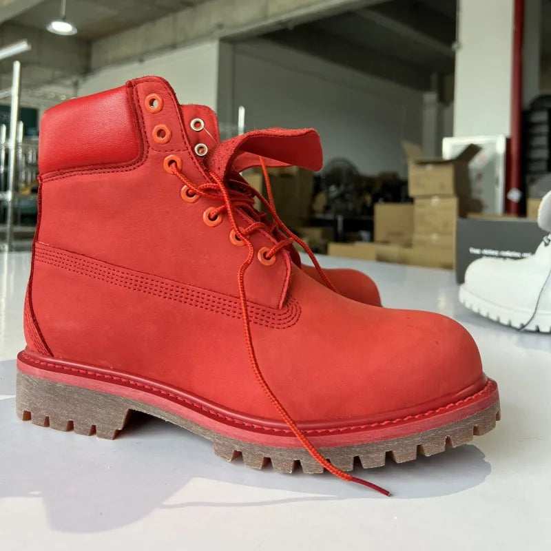 British Style Male Winter Comfortable Cow Suede Leather Round Toe Cross Tied Ankle Boots Solid Color Mid Heel Men Warm Footwear