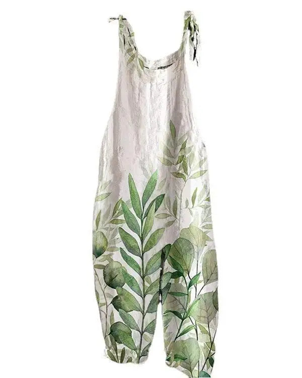 Vintage Style Jumpsuit Women Casual Floral Rompers Loose Boho Casual Jumpsuits Sleeveless Print Strappy Jumpsuit 2024 New
