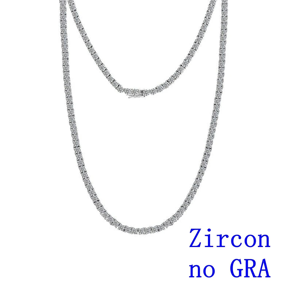 Factory Price S925 Sterling Silver D VVS1 Moissanite Tennis Necklace 3/4/5/6mm GRA for Women Man Jewellery Zircon