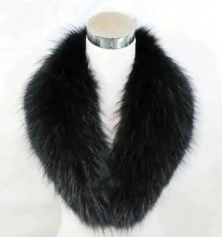 Natural Color Raccoon Fox Real Fur Collar Scarf Genuine Big Size Scarves Warp Shawl Neck Warmer Stole Muffler with Clip Loops #6