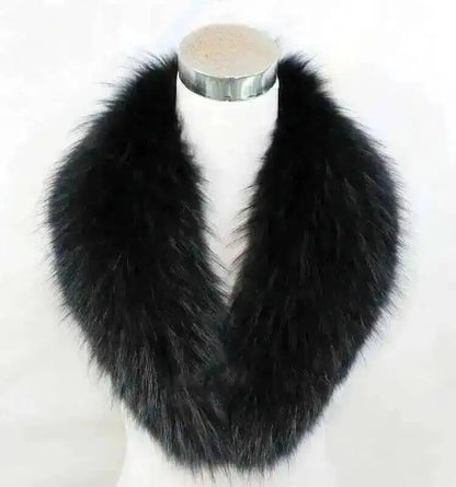 Natural Color Raccoon Fox Real Fur Collar Scarf Genuine Big Size Scarves Warp Shawl Neck Warmer Stole Muffler with Clip Loops #6