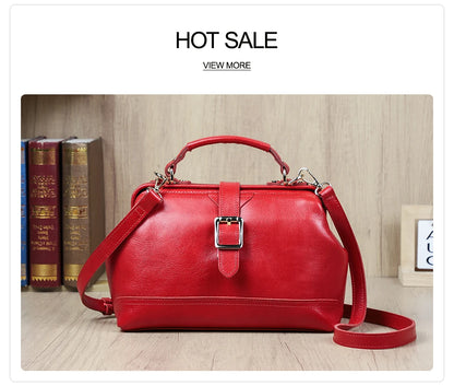 CONTACT'S Genuine Leather Sling Shoulder Bags for Women Luxury Designer Tote Bag Women‘s Bag Handbag Fashion Ladies’ Doctor Bag