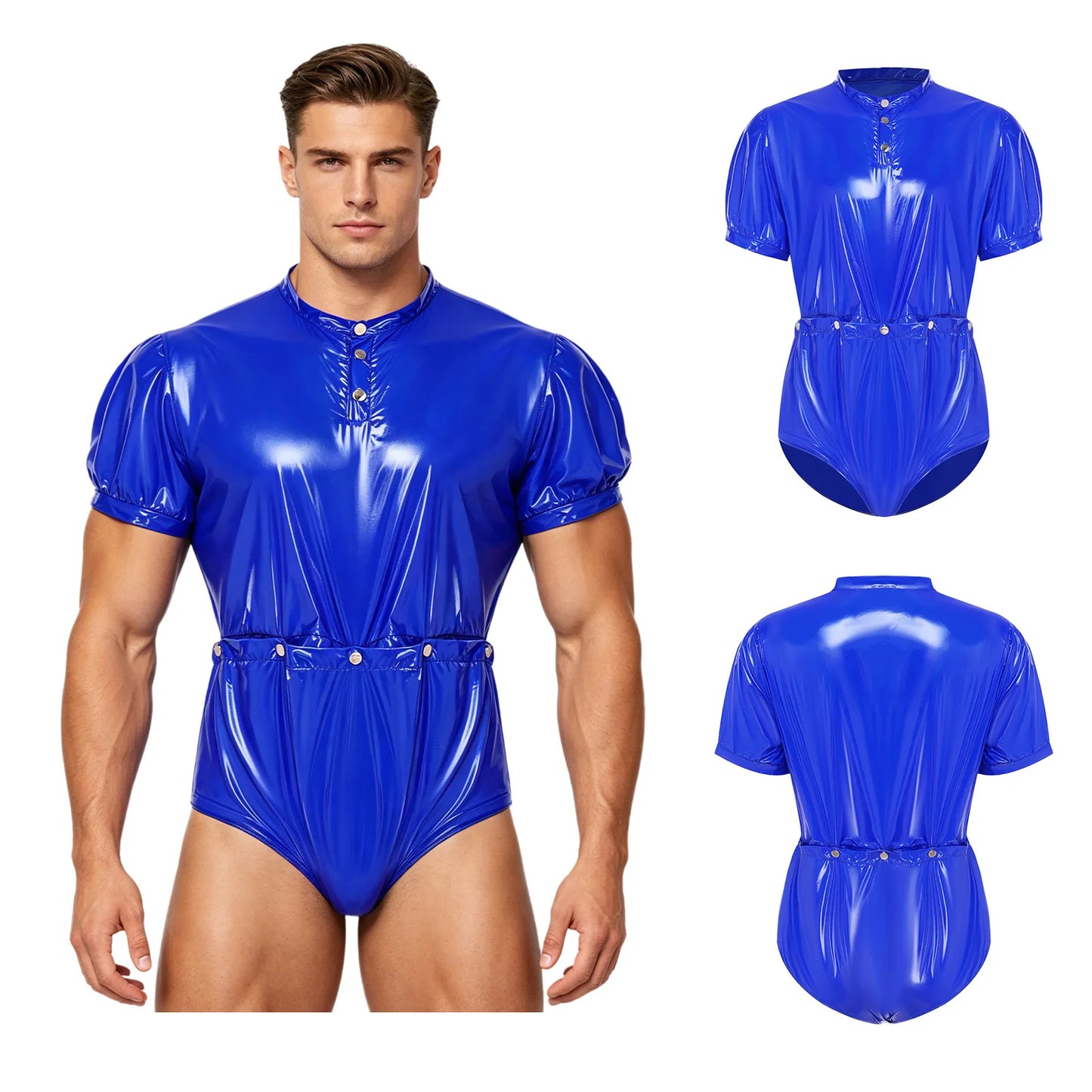 Men Women Waterproof Glossy Bodysuit Leak-proof Washable Diaper Cover Elderly Bedridden Special Needs Adaptive Jumpsuit Swimwear