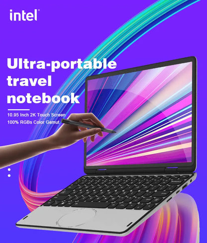CRELANDER Mini Yoga Laptop 10.95"Touch Screen DDR4 16GB M2 SSD Backlit Keyboard 360° Flipable Windows 11 Laptops PC Tablet
