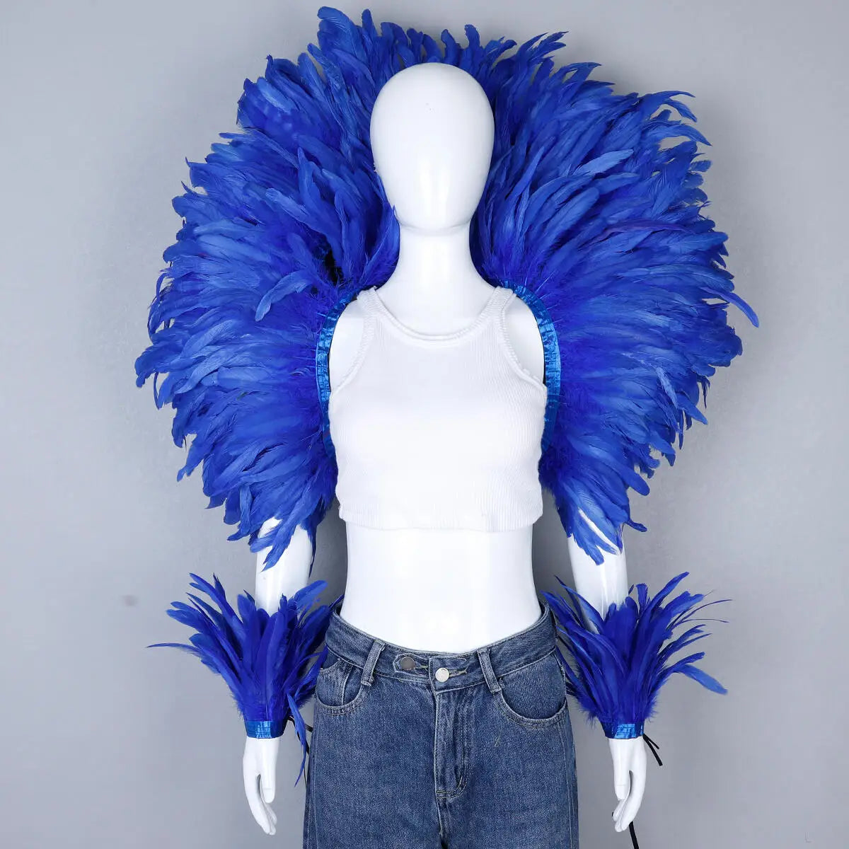 Elegant Women's 2-Piece Shawl Set Cosplay Feather Punk Style for Halloween Masquerade Ball Party Carnival New