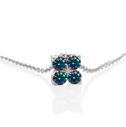Classic Four Leaf 925 Sterling Silver 0.4CT D Color Moissanite Silver Necklace Chain For Women Fine Jewelry Gift Birthday Party