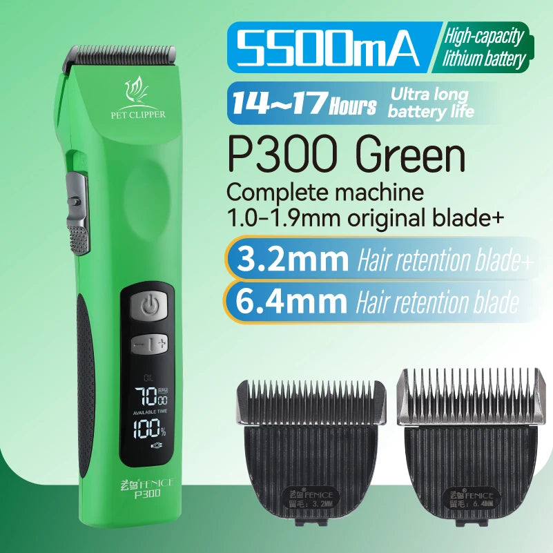 Fenice Cordless Rechargeable Pet Clipper Low Noise Professional Pet Hair Cutting Machine Grooming Trimmer Shaver Kit for Animals