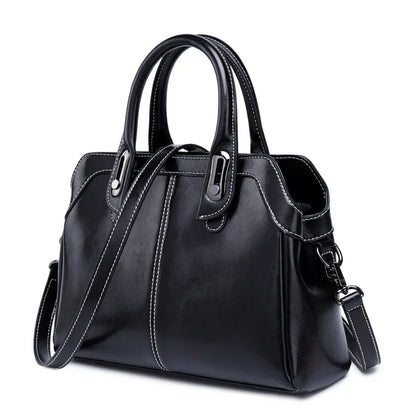 Genuine Leather Women Handbag Top Handle Shoulder Cross Body Bag Fashion Oil Wax Cowhide Purses and Handbags Messenger Tote Bags