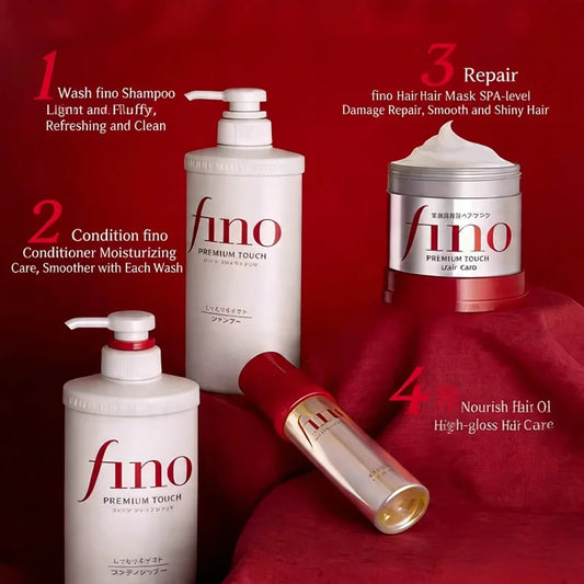 Fino Shampoo/Conditioner/Premium Touch Hair Mask, Repair Damaged Hair Oil Control Smooth Frizzy Hair for Silky, Voluminous Locks
