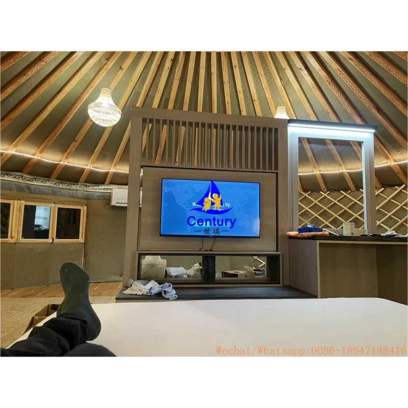 High Quality Steel Frame Outdoor Mongolian Yurt House Geodesic Safari Tents for Camp Site