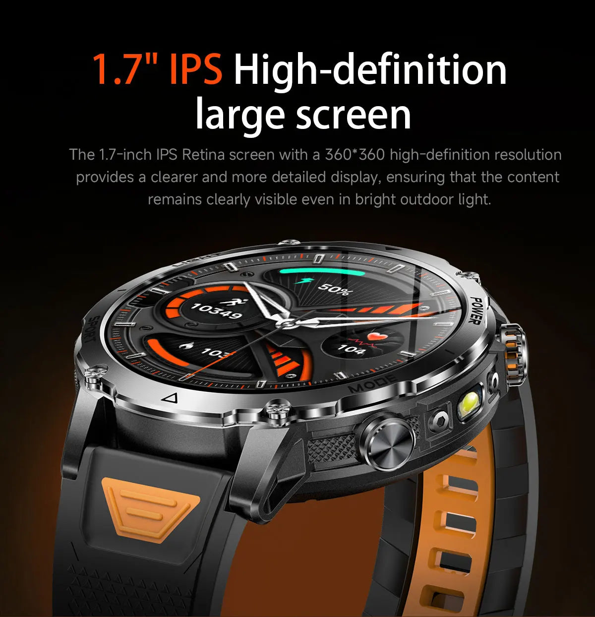 Brand+1400mAh Big Battery Smartwatch Men 1.7" AMOLED 200-Day Standby Swim Diving Waterproof GPS Military Tactical SOS 100 Sports