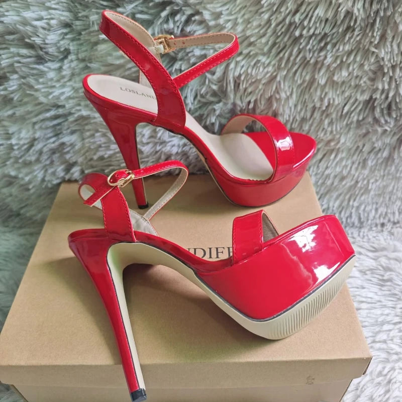 Women Peep Toes Sandals Stiletto Sexy Pumps Luxury Club 14cm Elegant Platform High Heels Nighclub Party Wedding Jazz Dance Shoes