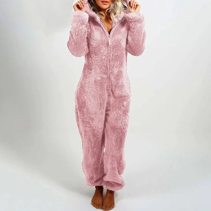Jumpsuits women 2026 rompers autumn winter fleece thickened woolen jumpsuits hooded pajamas jumpsuits women's clothing