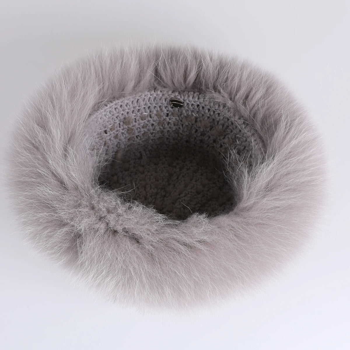 Women's Winter Warm Genuine Premuim Mink Fur Knitted Bucket Hat Furry Real Fur Caps Big Fox Fur Trim Brim Adjustable