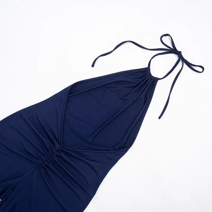 FAGADOER Sexy Solid Color Bodycon Jumpsuits Women Halter Sleeveless Backless Elasticity Romper Female Streetwear Overalls 2026