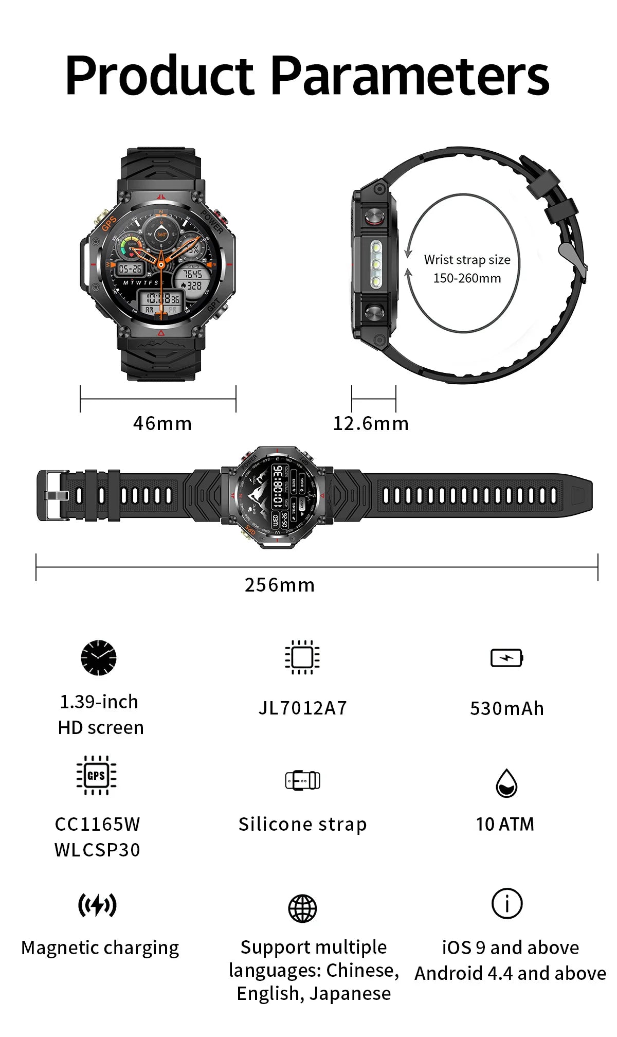 New Military Real GPS Smart Watch Men 10ATM IP69K Waterproof Swim Sports Watches Flashlight Bluetooth Call AMOLED HD Smartwatch
