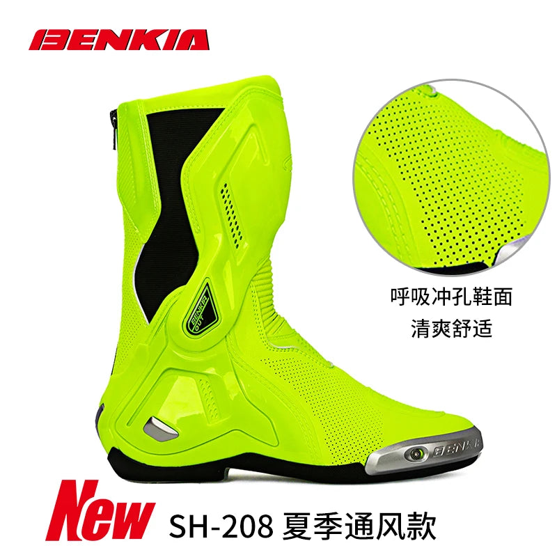 BENKIA CE Certification Motorcycle Botas Professional Track Riding Boots Racing Summer Zapato AntiCollision Off-Road for Rally