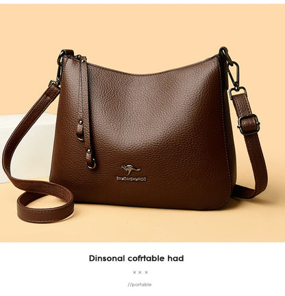 Women's Luxury Designer Top-Handle Bags Soft Leather Handbag Ladies Solid Color Shoulder Crossbody Bag Messenger Commuting Sac