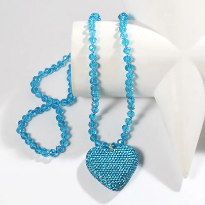 New Valentine's Day Gift: Sparkling Crystal Glass Necklace, Water Diamond Heart Pendant, Women's Necklace
