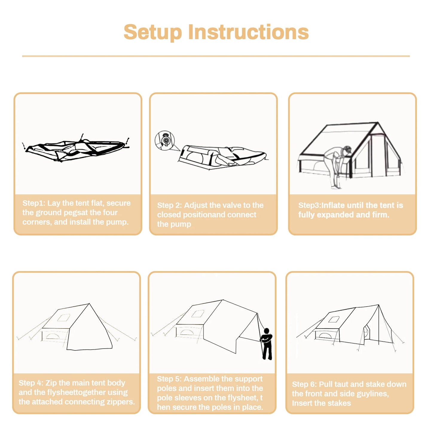 Pakicetus Quick Setup Inflatable Camping Tent, Waterproof Family Tent for 4-8 Persons, Portable Air Tent with Carry Bag