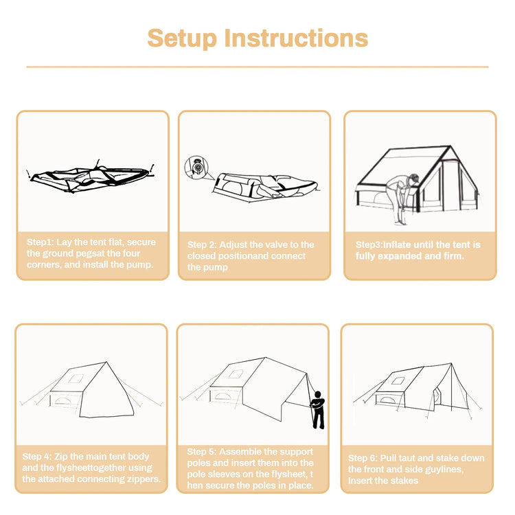 Pakicetus Quick Setup Inflatable Camping Tent, Waterproof Family Tent for 4-8 Persons, Portable Air Tent with Carry Bag