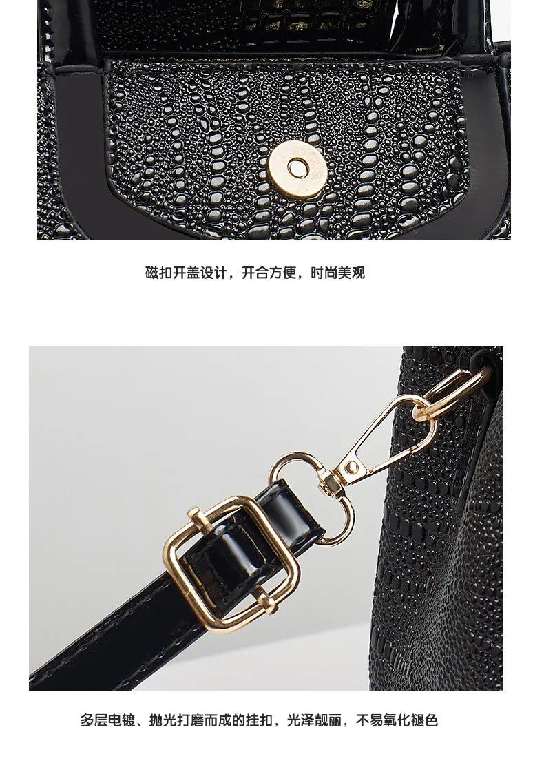 2025 Fashion New Crocodile Pattern Handbag Women'S Large Capacity Shoulder Bag Classic Retro Crossbody Bag Commuter Tote Bag
