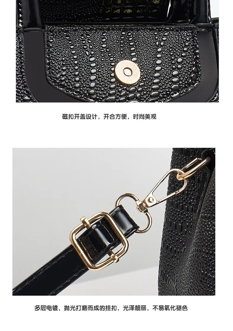 2025 Fashion New Crocodile Pattern Handbag Women'S Large Capacity Shoulder Bag Classic Retro Crossbody Bag Commuter Tote Bag
