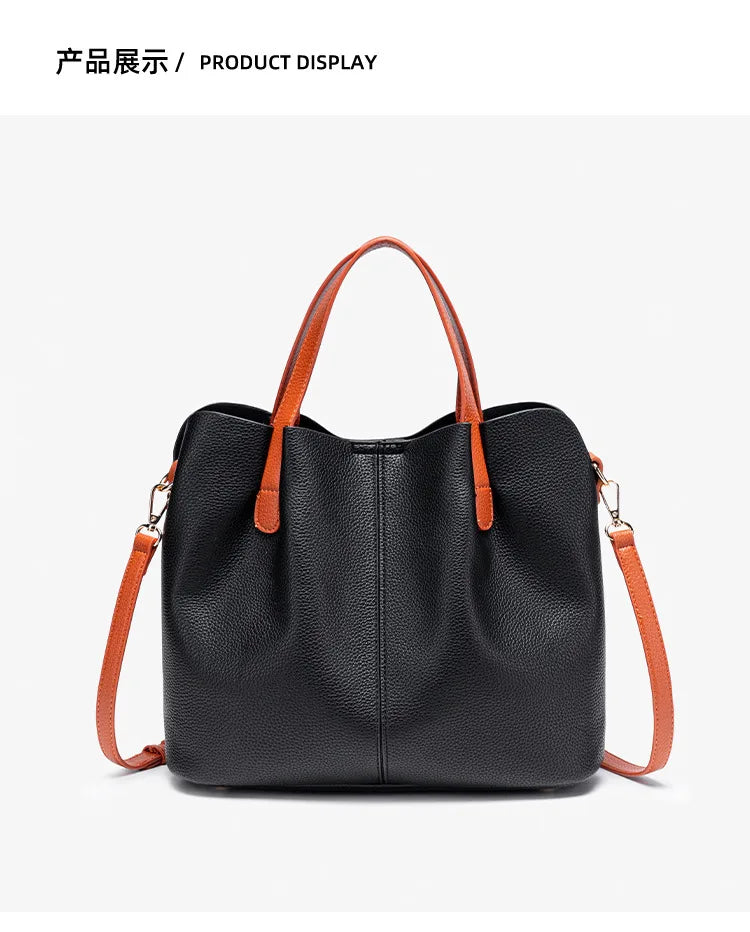 Women's Bag Leather Luxury Designer Shoulder Bag Soft Handbags Large Capacity Crossbody Bags Blue Black Khaki