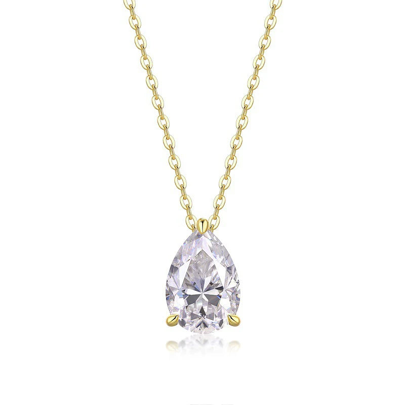 RAPRGOLD 7x10.5mm 2.5CT Moissanite Elegant Water Drop Pendant Necklaces for Women Chains Neck Fine Jewelry Gift with Certificate