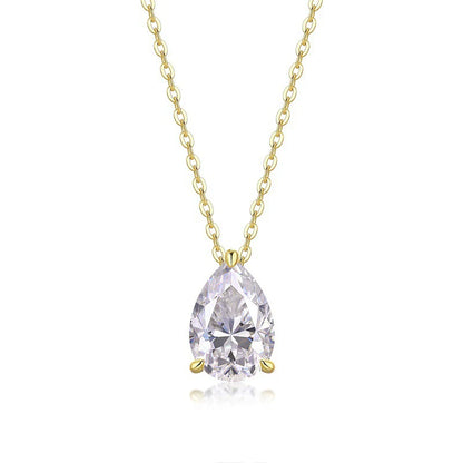 RAPRGOLD 7x10.5mm 2.5CT Moissanite Elegant Water Drop Pendant Necklaces for Women Chains Neck Fine Jewelry Gift with Certificate