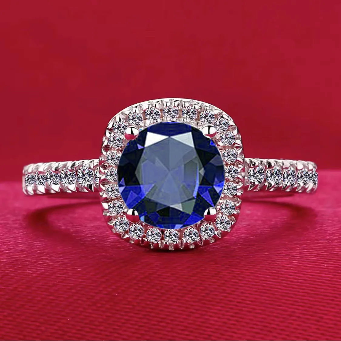 Best-selling 925 sterling silver 1-carat diamond square ring, suitable for engagement, proposal or party wear, stylish and versa