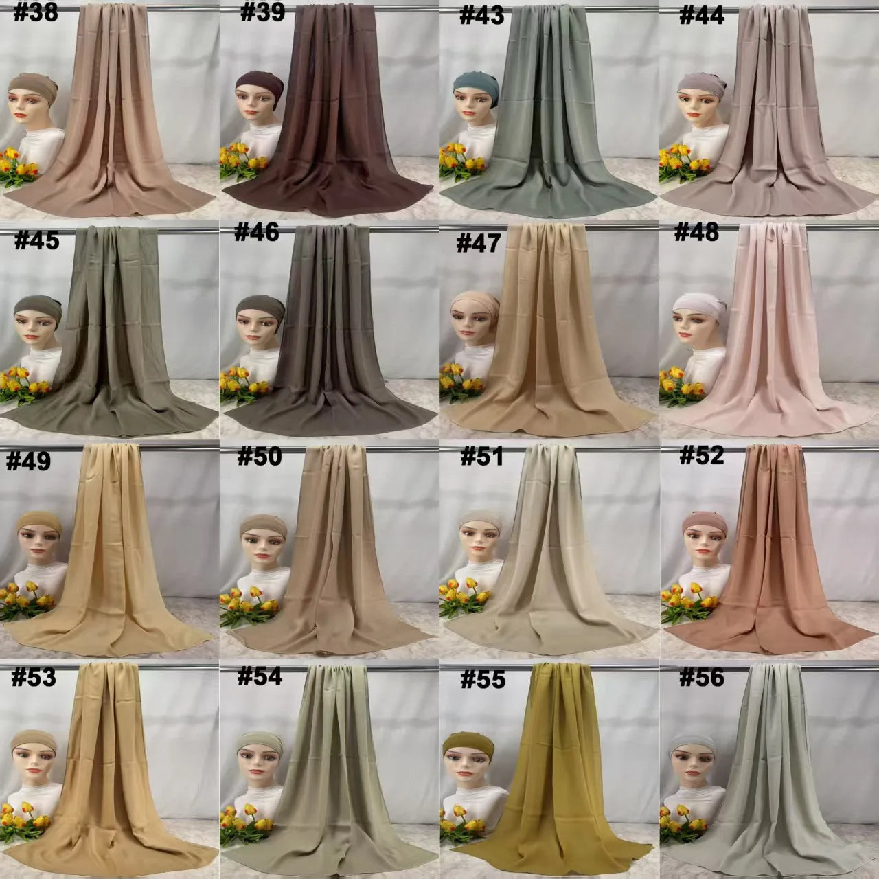 110colors Modal Hijab with Modal Undercap Set Basic Stretchy Pullover Headscarf Thin Breathable Sunscreen Head Wrap Hijabs Scarf