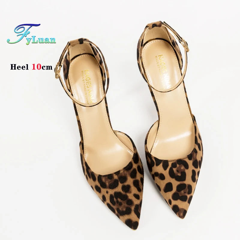 Autumn Sexy Leopard Women Sandals Office Pumps 6cm 8cm 10cm Elegant Office  High Heels Women Pointed Toe Luxury Female Shoes